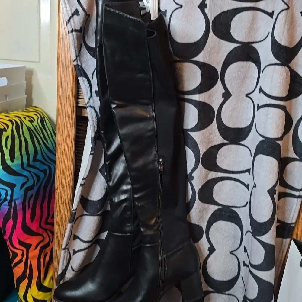 Selenepair 8 Black Breathable Over the Knee Boots Christmas Shoes Sexy